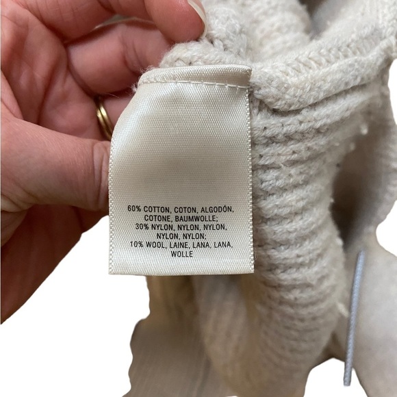 Anthropologie Cable Knit Ribbed Turtleneck Wool Blend Sweater Dress - Picture 8 of 9